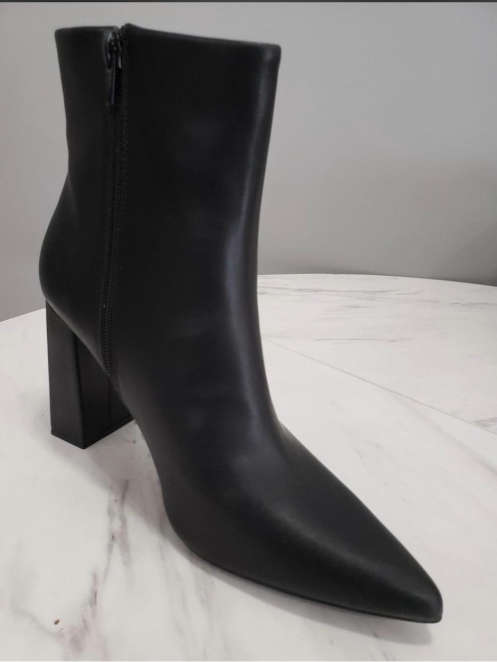 Classic Black Pointed Block-Heel Ankle Boots